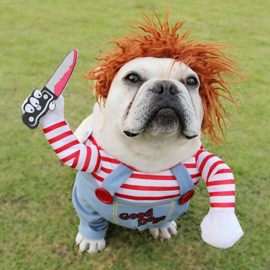 Mortal doll dog clothes adjustable Halloween costume for dogs Funny Costume Costume Mortelle Dorted Doll Festival of Christmas clothes (M)
