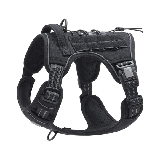 Heguyey - Anti-Pull Dog Harness Breathable Tactical Dog Harness Adjustable Easy To Install Durable Reflective Vest Military Equipment Large Size Black