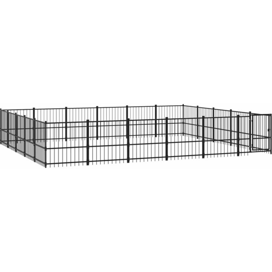 Outdoor Dog Kennel Steel 28.23 m² Vidaxl Black