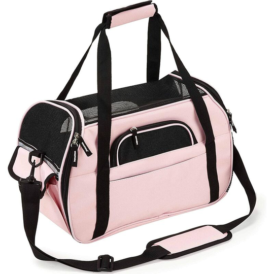 Cat Carrier Bag, Detachable Washable Foldable Shoulder Bag for Cat Kitten Small Dog Rabbit Pet Airplane Counterpart (43 * 23 * 29 cm) Pink