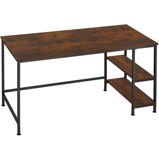 Tectake - Computer Desk Canton w/ under desk shelves (120x60x75.5cm) - corner desk, computer desk, office desk - industrial dark - industrial dark