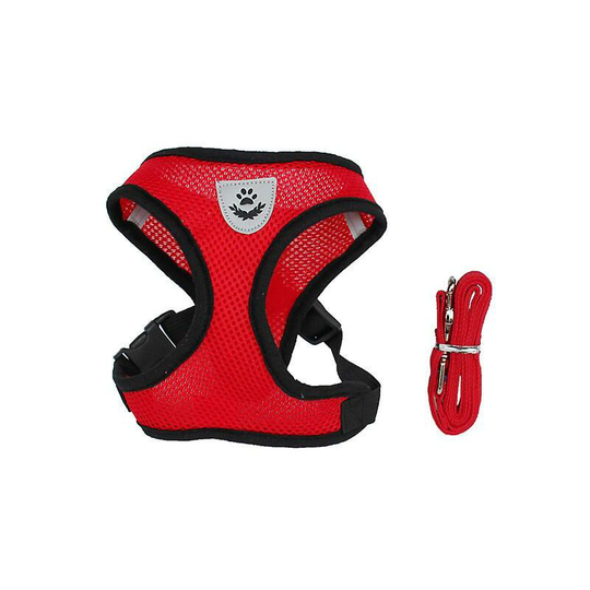 Cat Dog Harness Adjustable Vest Walking Leash For Puppy Dogs Collar Polyester Mesh Harness For Small Medium Dog Cat Pet (Red)