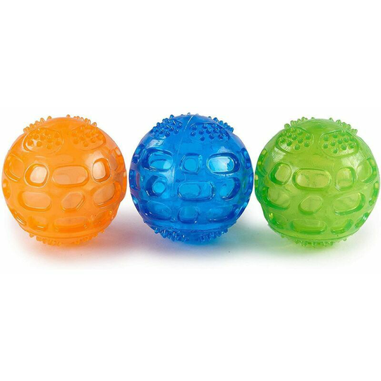 Morejieka - Glossy dog toys, dog plays interactive balls and dog workout chewing toy for puppy small medium company dogs (three / yellow blue green)