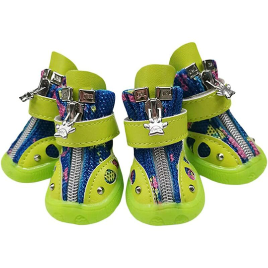 Dog Sports Shoes Durable Paw Protector, Breathable Soft Mesh Boots Non-Slip Sole Paw Protector Boots for Small Dogs - Green,XL