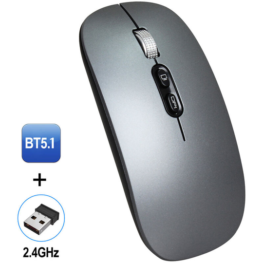 Superseller - M103 2.4G+BT5.1 Wireless Dual-mode Mouse Ergonomic Office Mice 3-gear Adjustable dpi Built-in 500mAh Lithium Battery Silver, Grey - Grey