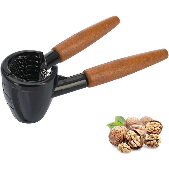 Nutcracker and champagne tongs, zinc / die-cast wood, length: 16.8cm, professional champagne tongs, brown / black