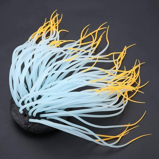 Artificial Aquarium Silicone Sea Anemone Decoration, Simulatio Lake Ornament Coral Ornament Aquarium Silicone Material (Orange)
