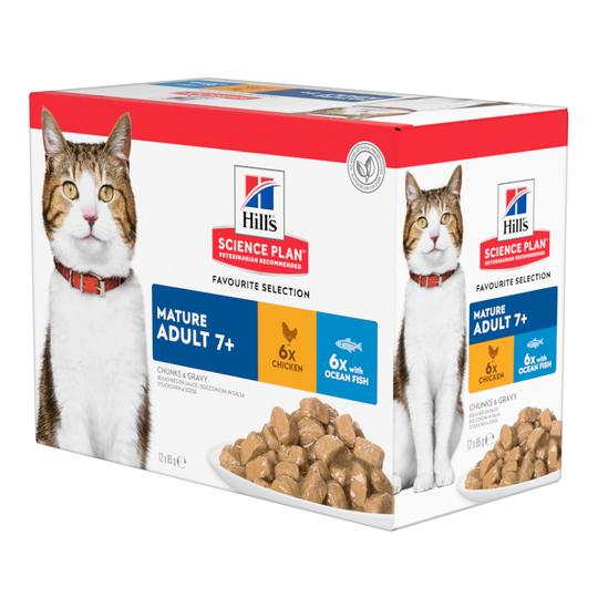 Hill's Science Plan Mature Adult Chicken - Complementary: 12 x 85g Mature Adult Fish Selection