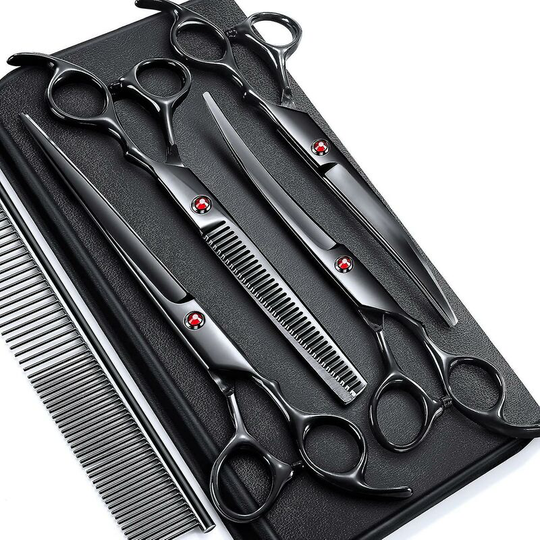 4cr Stainless Steel Safety Round Tip 6 In 1 Dog Grooming Scissors, Heavy Duty Titanium Coated Pets_ Thsinde
