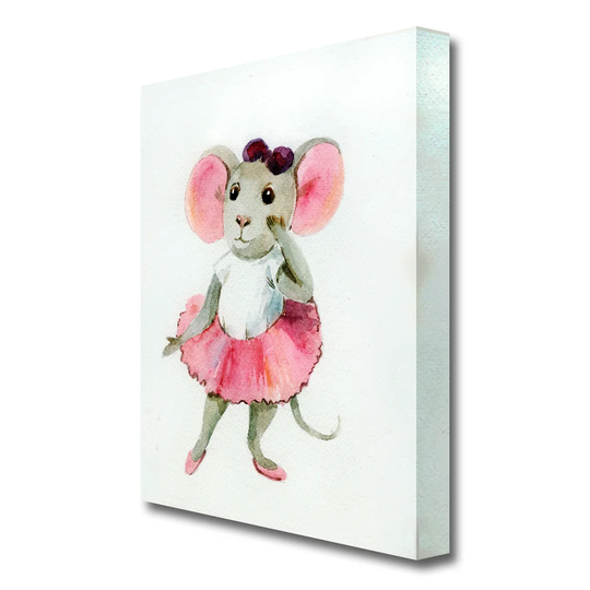Children's Ballerina Mouse 2' - Wrapped Canvas Painting Print
