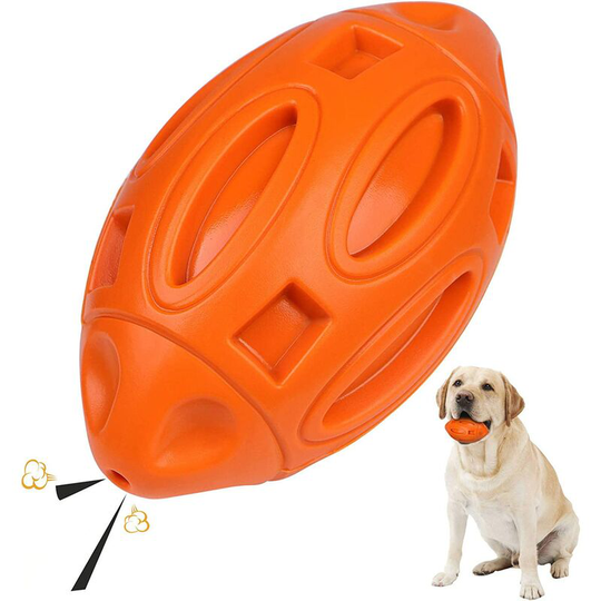 Squeaky Chew Toy for Aggressive Dogs Rubber Chew Ball with Squeak Sound. Resistant and Durable for Medium and Large Dogs(orange)