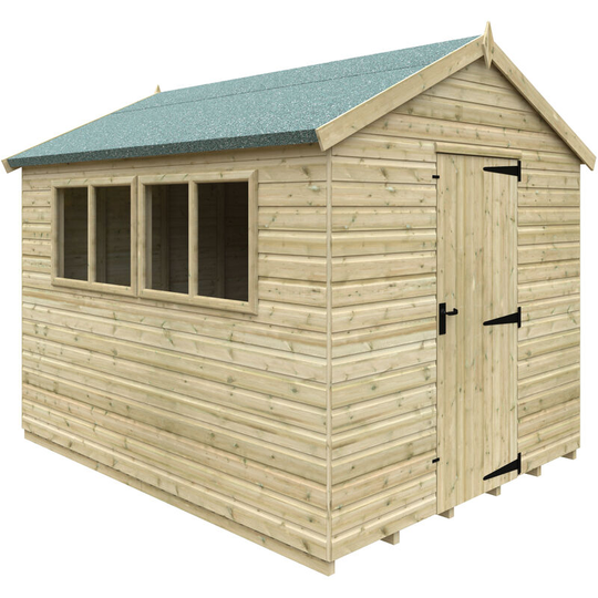 10x8w Pressure Treated Tanalised Shiplap Timber Apex Premier Shed