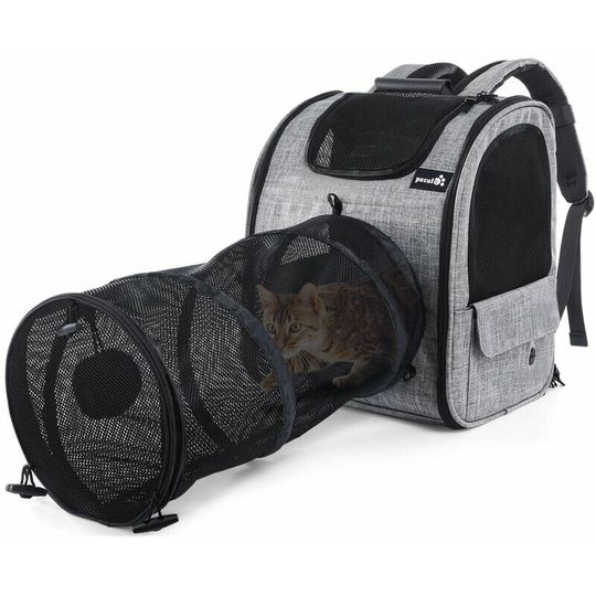 Bearsu - in 1 Cat Dog Backpack, Small Dog Cat Carrier Bag with Expandable Tunnel, Breathable Cat Puppy Carrier Backpack, for Cat Dog Rabbit Under