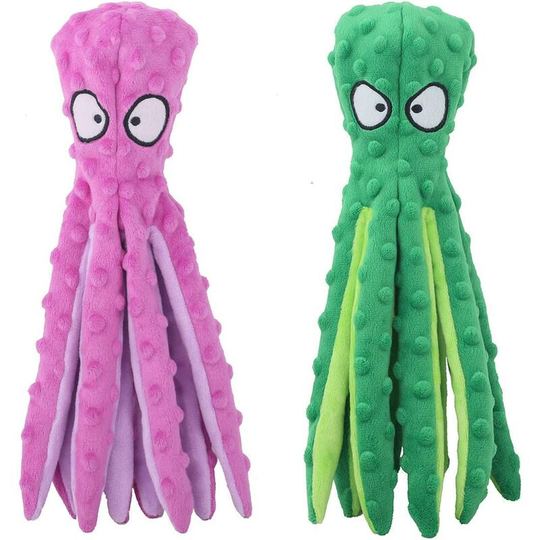 Ilovemilan - Dog Squeaky Toys Octopus - No Stuffing Crinkle Plush Dog Toys for Puppy Teething, Durable Interactive Dog Chew Toys for Small, Medium