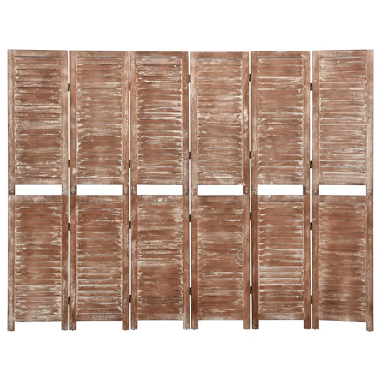 August Grove 6-Panel Room Divider Brown 210X165 Cm Solid Wood Paulownia