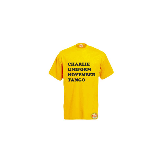 (Yellow, X-Large) C*nt - Charlie Uniform November Tango! Mens Unisex Funny T-Shirt. Retro Tee