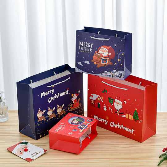 FVO - 2 Pack Christmas Gift Bags, Reusable Gift Bags with Handles, Waterproof Christmas Treat Bags for Christmas Party