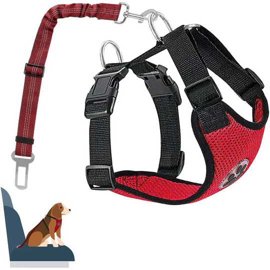 Modou - Harness and Leash Set Multifunction Adjustable Fabric Breathable Vest Ordinary Harness with Seat Belt in Car Road Travel Ride