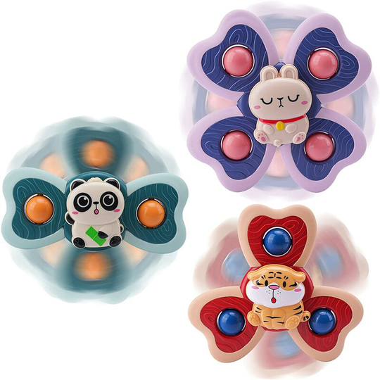 Perle Rare - Suction Cup Spinning Top Toy, Toddler Travel Baby Toys 12-18 Months, Sensory Toys for Toddlers 1-3, Birthday Gifts for 1 Year Old and 2