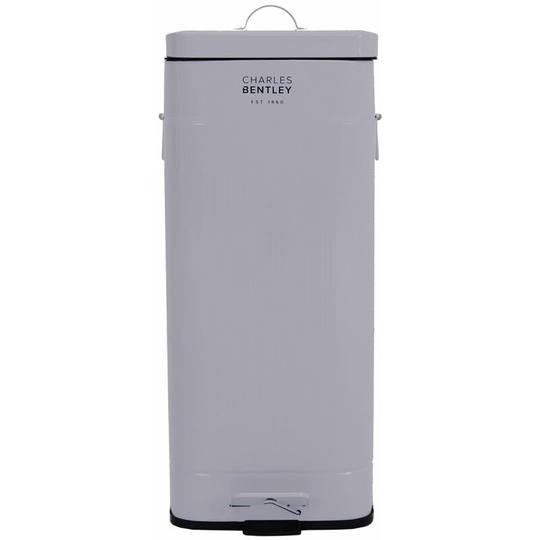 30L Steel Square Retro Kitchen Pedal Waste Bin Grey - Grey - Charles Bentley