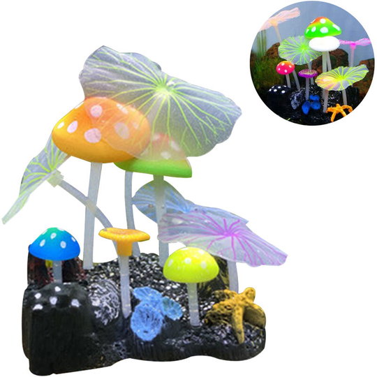 Glowing Effect Lotus Ornament Silicone Decor Aquarium Decoration for Fish Tank with Suction Cup, style 1