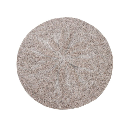 Fur Cable Beanie Women Rabbit Hair Wool Knit Beret