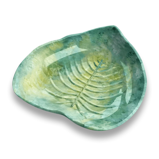 Marica Tropical Leaf Bamboo Tidbit Nut Bowl