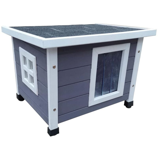 Cat House Outdoor 57x45x43 cm Grey and White Multicolour - @pet