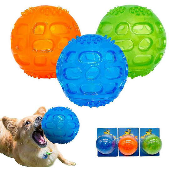 Dog Chew Ball Toys Indestructible Floating Rubber Sound Ball (Blue)
