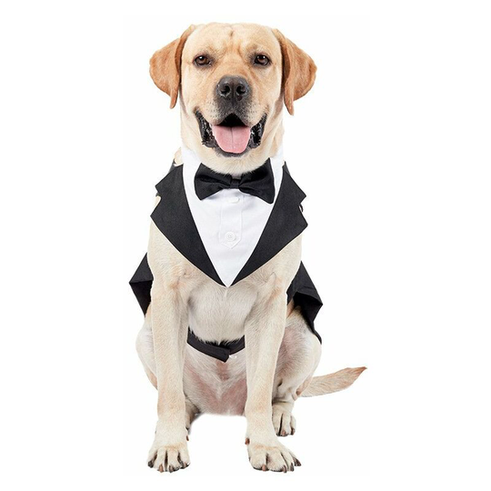 Dog Tuxedo Suit and Bandana Set Dogs Formal Tuxedo Pet Wedding Party Suit Bow Tie Tie Shirt for Wedding Halloween Birthday Costumes (xl)