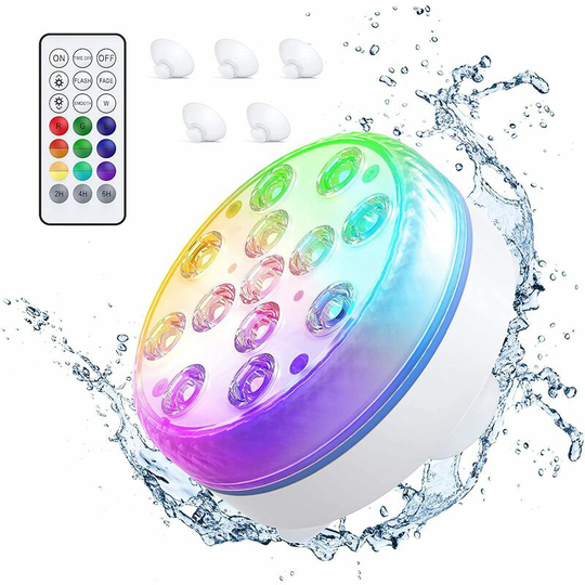 Led Pool Light Submersible Lights, IP68 Waterproof 16 rgb Colors Lamps