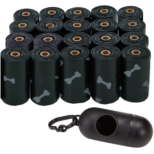 Dog Poop Bags for Waste Refuse Cleanup Doggy Roll Replacements for Outdoor Puppy Walking and Travel Leak Proof and Tear Resistant Thick Plastic Black