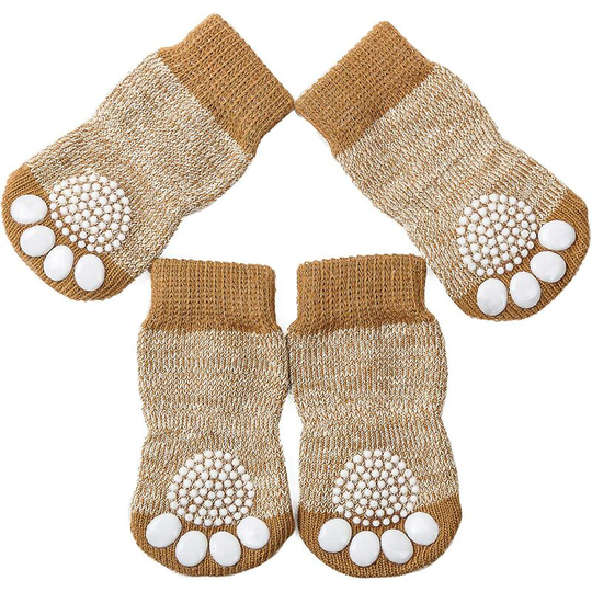 4 Pcs Non-Slip Dog Cat Traction Control Socks for Indoor Wear, Pet Dog Cat Socks with Rubber Reinforcement, Size m