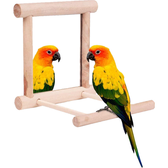 Bird Toy for Parrots Cockatiels Parrot Cage Swing Funny Wooden Bird Toy (Mirror)