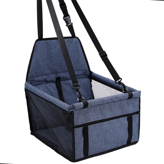 Muff - Pet Car Booster Seat Travel Carrier, Oxford Breathable Folding Soft Washable Travel Bag Navy Blue