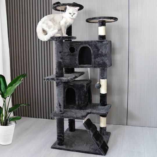 (Dark grey) FoxHunter 54" Multi-Level Cat Tree Tower Scratch Post Kitten CAT001