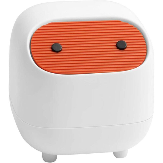 Mini Table Trash Can with Plastic Lid, Plastic Trash Can, Table Waste Basket, Easy to Use, White/Green/Yellow/Pink