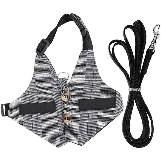 Modou - Rabbit Leash and Belt Set, Soft Breathable Rabbit Harness with Gentleman Style Leash for Rabbit, Kitten, Small Animal, Walking, Jogging (l)