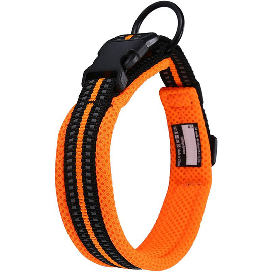 Dog necklace, adjustable necklace and padded for dog wholesale / medium / small with reflective band (orange xs)
