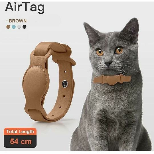 New Leather Pet Adjustable Collar For Apple Airtag Location Tracker Cat Anti Loss c