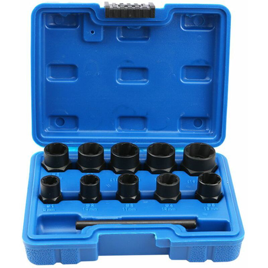 Bearsu - Extractor Kit, Damaged Stud Extractor Bolt Socket Set for Removing Locking Wheel Nuts, Damaged Bolts, 11 pcs in total