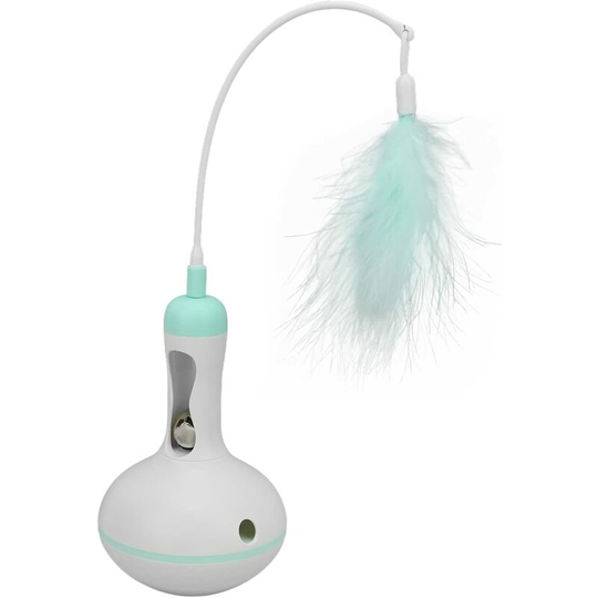1 Piece Cat Treat Dispenser, Cat Treat Dispenser Toy, Interactive Fun Plastic Pocket Toy with Feather Stem for Pet (Green)