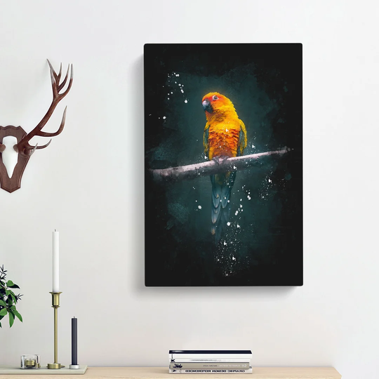 Perched Parrot - Wrapped Canvas Painting Print