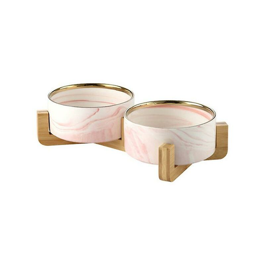 Naxunnn - Ceramic Cat Bowl Pet Dog Bowl Food and Water Bowl Pink