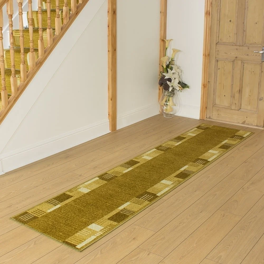 Bale Looped/Hooked Green Hallway Runner Rug
