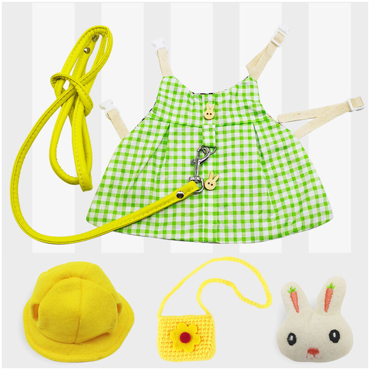 Cute Rabbit Pet Vest Accessories Outdoor Leash Rabbit Clothes Harness Belts Rabbit Clothing Clothes Harness Rabbit (Grass Green Plaid)