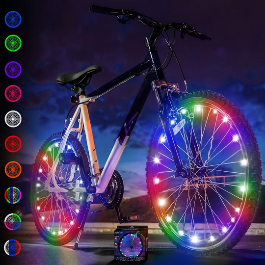 2 tire pack led wheel lights for bicycles, brighter, visible safety and style