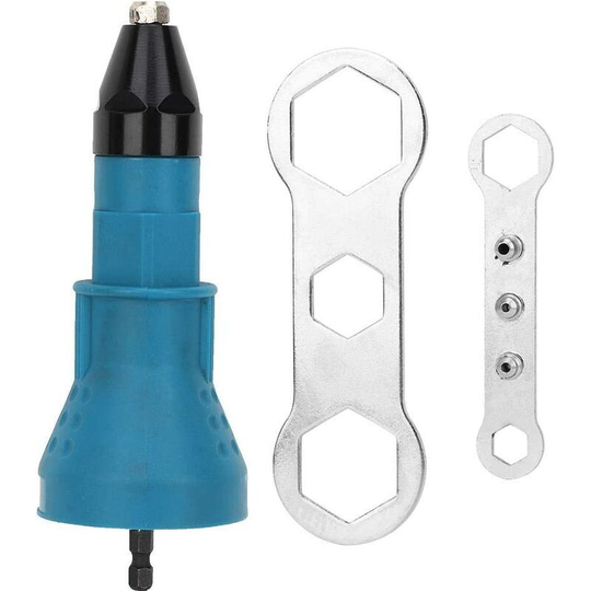 Electric Rivet, Professional Electric Rivet Gun Cordless Electric Drill Riveting Adapter Rivet Gun Nut Setter Kit Designed for Rivets(Blue)
