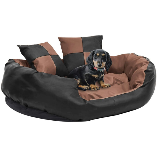 Reversible & Washable Dog Cushion Black and Brown 85x70x20 cm