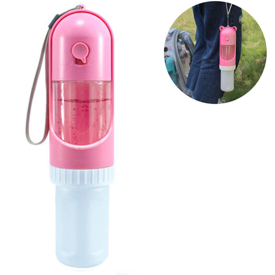 Pet Water Cup, Outdoor Portable accompanying Water and Food Dual-Purpose Cup, Cats and Dogs Out Drinking Water, pink